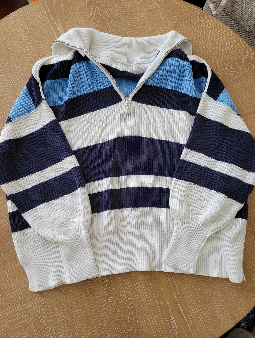 Aerie Striped Zip Up Sweater